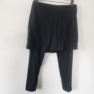 Calla Womens Black Zipped Pockets Activewear Ankle Skirt Leggings Large